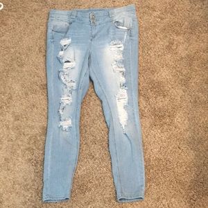 High wasted ripped jeggings